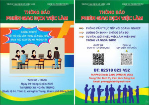 Phiên giao dịch việc làm sẽ được tổ chức tại UBND xã Nghĩa Trung