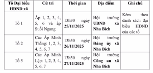 Thông báo Lịch tiếp xúc cử tri của đại biểu HĐND xã Nha Bích khóa XII, nhiệm kỳ 2021 – 2026 trước kỳ họp thường lệ cuối năm 2025