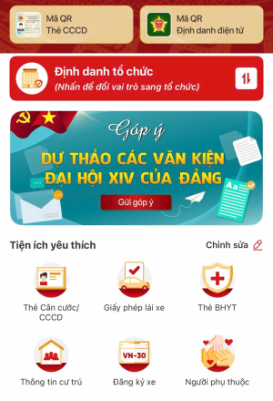 Tuyên truyền đóng góp ý kiến tham gia góp ý vào dự thảo văn kiện Đại hội đại biểu toàn quốc lần thứ XIV qua ứng dụng VneID