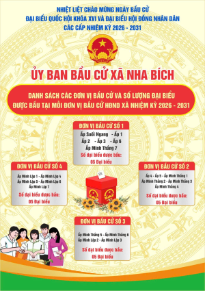 Xã Nha Bích có 4 đơn vị bầu cử Hội đồng nhân dân xã nhiệm kỳ 2026–2031
