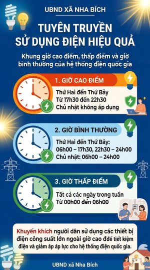 UBND xã Nha Bích tuyên truyền sử dụng điện hiệu quả theo khung giờ cao điểm, thấp điểm