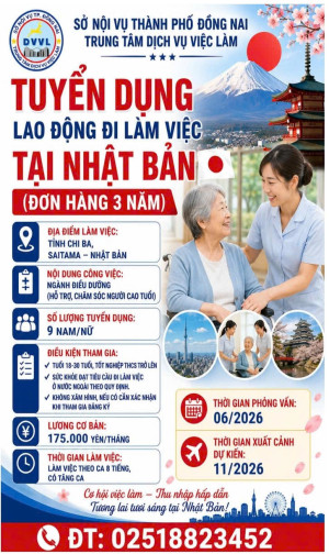 THÔNG BÁO TUYỂN CHỌN ỨNG VIÊN ĐIỀU DƯỠNG, NHÂN VIÊN CHĂM SÓC LÀM VIỆC TẠI NHẬT BẢN