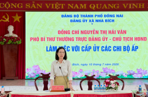 Đảng ủy xã Nha Bích làm việc với cấp ủy các chi bộ ấp sau sắp xếp