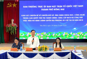 Đoàn Giám sát Ban Thường trực Ủy ban Mặt trận Tổ quốc Việt Nam thành phố Đồng Nai về chuyển đổi số tại xã Nha Bích