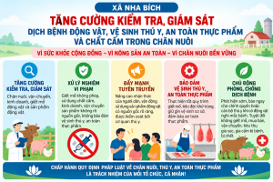 Nha Bích tăng cường kiểm tra, giám sát dịch bệnh động vật, vệ sinh thú y và an toàn thực phẩm