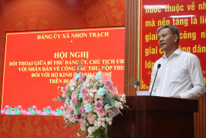 Lãnh đạo xã Nhơn Trạch đối thoại với các hộ kinh doanh cá thể về công tác thu và nộp thuế