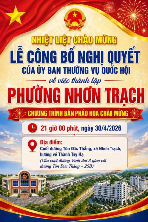 Bắn pháo hoa và chương trình văn nghệ chào mừng thành lập phường Nhơn Trạch