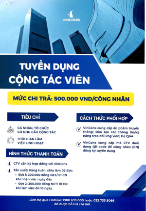 Thông tin tuyển dụng của Công ty Cổ phần Phát triển và Đầu tư VINCONS docx
