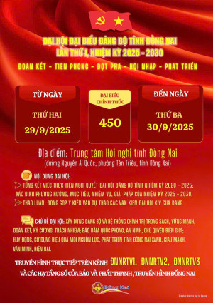 Đại hội Đảng bộ tỉnh Đồng Nai làn thứ I, nhiệm kỳ 2025-2030