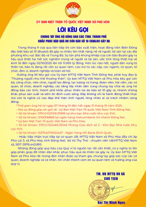 CHUNG TAY ỦNG HỘ ĐỒNG BÀO CÁC TỈNH, THÀNH PHỐ KHẮC PHỤC HẬU QUẢ CƠN BÃO SỐ 10 (BUALOI) GÂY RA