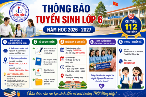 Thông báo Trường THCS Đồng Hiệp thực hiện tuyển sinh lớp 6 năm học 2026 - 2027