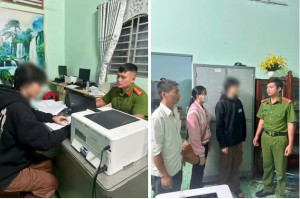 Công an xã Phú Lâm làm việc với nạn nhân