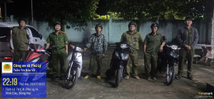 Lực lượng Công an xã Phú Lý tuần tra