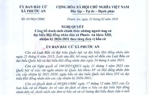 Công bố danh sách chính thức những người ứng cử đại biểu Hội đồng nhân dân xã Phước An khóa XIII, nhiệm kỳ 2026 - 2031 theo từng đơn vị bầu cử