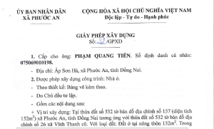 Giấy phép xây dựng cấp cho ông Phạm Quang Tiến