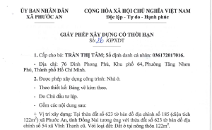 Cấp phép xây dựng cho bà Trần Thị Tâm