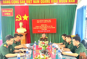 Đoàn công tác Ban chỉ huy phòng thủ khu vực 1 – Long Thành kiểm tra công tác quốc phòng địa phương tại Ban chỉ huy Quân sự xã Phước An