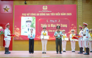 Thiếu tá Mạc Thị Trang, cán bộ Công an xã Phước An được tuyên dương Phụ nữ Công an thành phố Đồng Nai tiêu biểu năm 2026