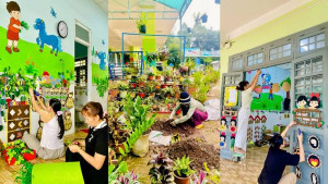 Lao động vệ sinh trường học sẵn sàng chuẩn bị đón chào năm học mới