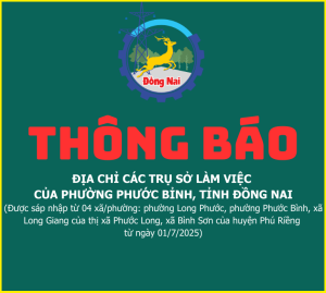 Thông báo địa chỉ các trụ sở làm việc phường Phước Bình