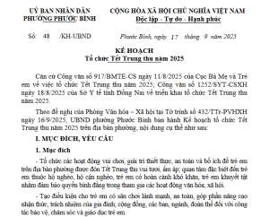 Phường Phước Bình ban hành Kế hoạch tổ chức Tết Trung thu năm 2025
