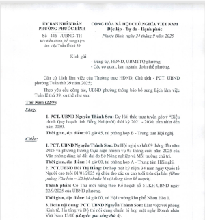 Thông báo bổ sung lịch làm việc Tuần thứ 39 (lần 1)