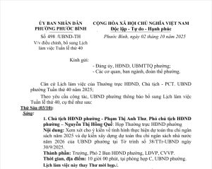 Thông báo bổ sung lịch làm việc Tuần thứ 40/2025 (lần 2)