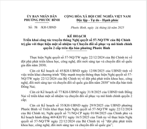 Kế hoạch Triển khai công tác truyền thông Nghị quyết số 57-NQ/TW của Bộ Chính trị gắn với thực hiện một số nhiệm vụ Chuyển đổi số phục vụ mô hình chính quyền 2 cấp trên địa bàn phường Phước Bình