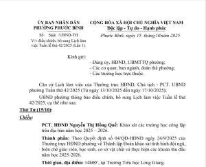 Thông báo bổ sung lịch làm việc Tuần thứ 42/2025