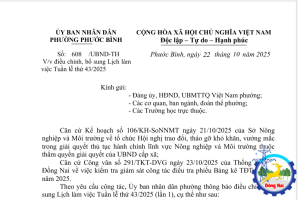 Thông báo bổ sung lịch làm việc Tuần thứ 43/2025 (lần 1)
