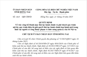 Công bố Danh mục thủ tục hành chính và phê duyệt quy trình nội bộ, quy trình điện tử giải quyết thủ tục hành chính ban hành mới trong lĩnh vực người có công thuộc phạm vi chức năng quản lý của Sở Nội vụ