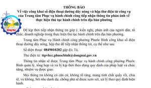 Thông báo về việc công khai số điện thoại đường dây nóng và...