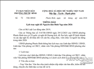 Lịch trực nghỉ tết Nguyên đán Bính Ngọ năm 2026