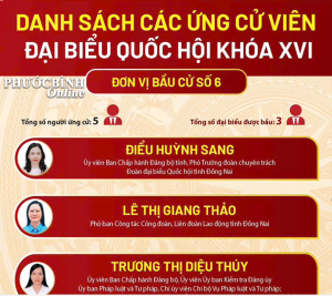 Danh sách Ứng cử viên Đại biểu Quốc hội khóa XVI và Đại biểu HĐND tỉnh Đồng Nai nhiệm kỳ 2026-2031 được bầu cử tại phường Phước Bình