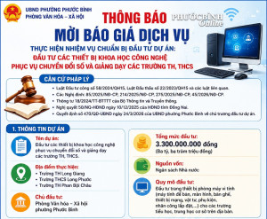Thông báo mời các đơn vị báo giá dịch vụ thực hiện nhiệm vụ chuẩn bị đầu tư dự án trang thiết bị khoa học công nghệ phục vụ chuyển đổi số và giảng dạy