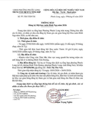 THÔNG BÁO Đăng ký Hội hoa xuân Bính Ngọ năm 2026