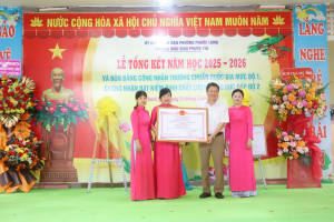 Trường Mẫu giáo Phước Tín tổ chức Lễ tổng kết năm học 2025 – 2026 và đón nhận trường chuẩn Quốc gia mức độ I, chứng nhận đạt kiểm định chất lượng giáo dục cấp độ 2