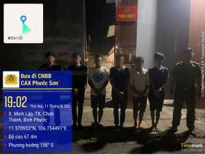 Công an xã Phước Sơn tổ chức đưa các đối tượng đi cai nghiện bắt buộc - kết quả bước đầu ra quân tấn công, trấn áp tội phạm.