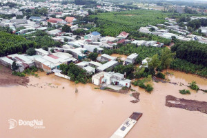 Một số khu dân cư tại phường Phước Tân (tỉnh Đồng Nai) ngập sâu sau những cơn mưa kéo dài vào tháng 9-2025. Ảnh: Đăng Tùng