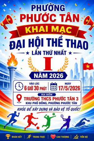 Khai mạc Đại hội Thể dục thể thao phường Phước Tân năm 2026