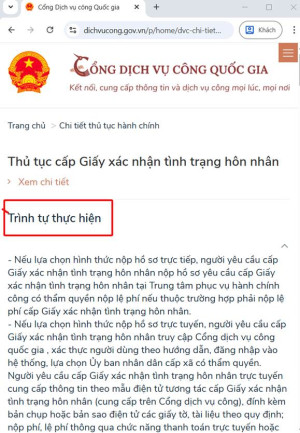 Hướng dẫn nộp hồ sơ cấp Giấy xác nhận tình trạng hôn nhân trực tuyến