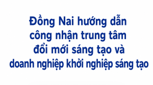 Đồng Nai hướng dẫn công nhận trung tâm đổi mới sáng tạo và doanh nghiệp khởi nghiệp sáng tạo