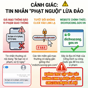 Cảnh giác tin nhắn “phạt nguội” giả mạo để lừa đảo chiếm đoạt tài sản