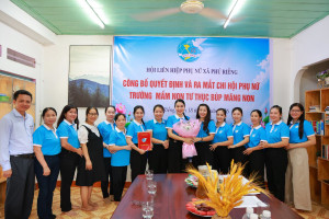 XÃ PHÚ RIỀNG: RA MẮT CHI HỘI PHỤ NỮ TRƯỜNG MẦM NON TƯ THỤC BÚP MĂNG NON
