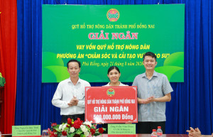 10 hội viên nông dân của xã Phú Riềng được hỗ trợ vay vốn 500 triệu đồng chăm sóc vườn cao su