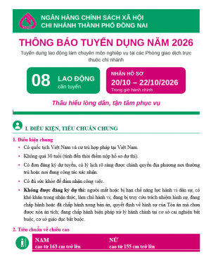 NGÂN HÀNG CHÍNH SÁCH XÃ HỘI CHI NHÁNH  THÀNH PHỐ ĐỒNG NAI...