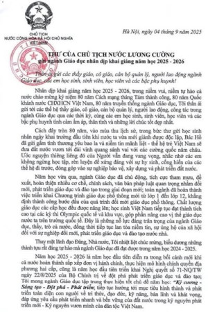 THƯ GỬI ĐẾN NGÀNH GIÁO DỤC.