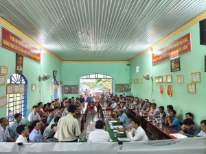 UBND XÃ PHÚ TRUNG PHỐI HỢP VỚI TRUNG TÂM PHÁT TRIỂN QUỸ ĐẤT CHI NHÁNH ĐỒNG XOÀI TỔ CHỨC HỌP TRIỂN KHAI DỰ ÁN ĐIỆN 110KV ĐI QUA ĐỊA BÀN XÃ