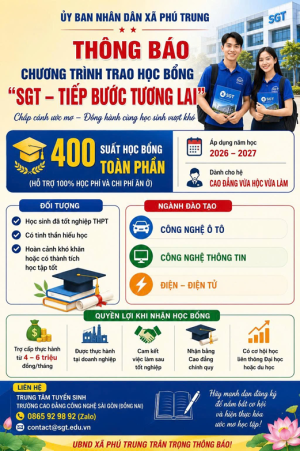 THÔNG BÁO CHƯƠNG TRÌNH TRAO HỌC BỔNG (SGT – TIẾP BƯỚC TƯƠNG LAI)