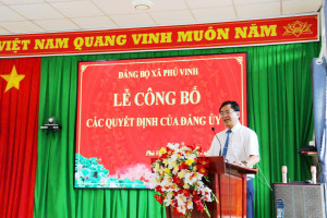 Lễ Công bố Quyết định của Ban Chấp hành Đảng bộ xã về thành lập chi bộ các Trường trung học cơ sở, Tiểu học, Mầm non, Trạm y tế xã và nhân sự cấp ủy, chức danh Bí thư, Phó bí thư chi bộ cơ sở trực thuộc Đảng bộ xã Phú Vinh nhiệm kỳ 2025 – 2030.